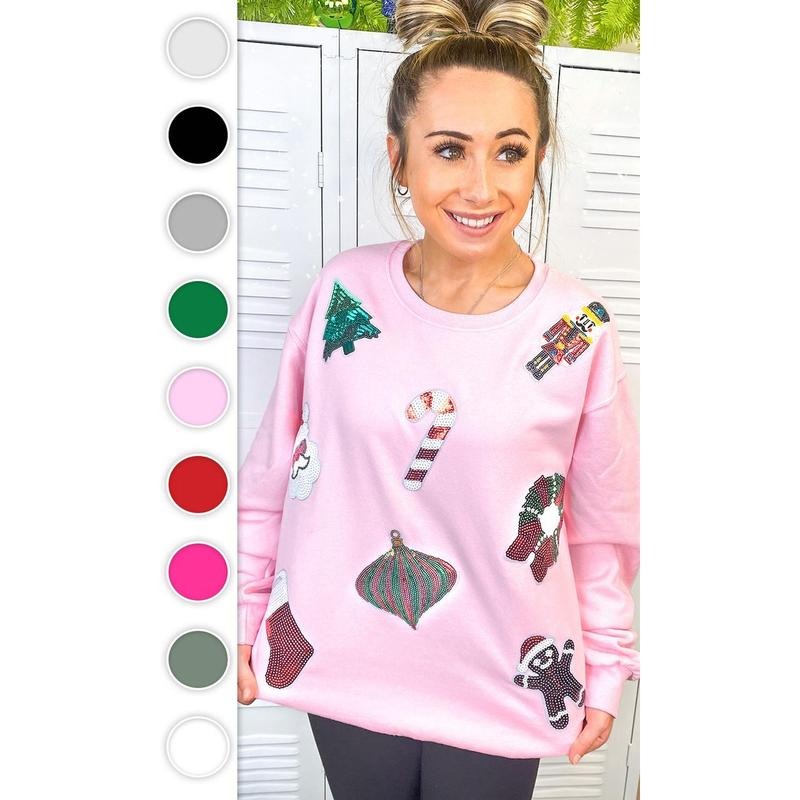 Festive Christmas Sparkle Sequin Graphic Sweatshirt Shirt Hoodie | PrintMintTees.com