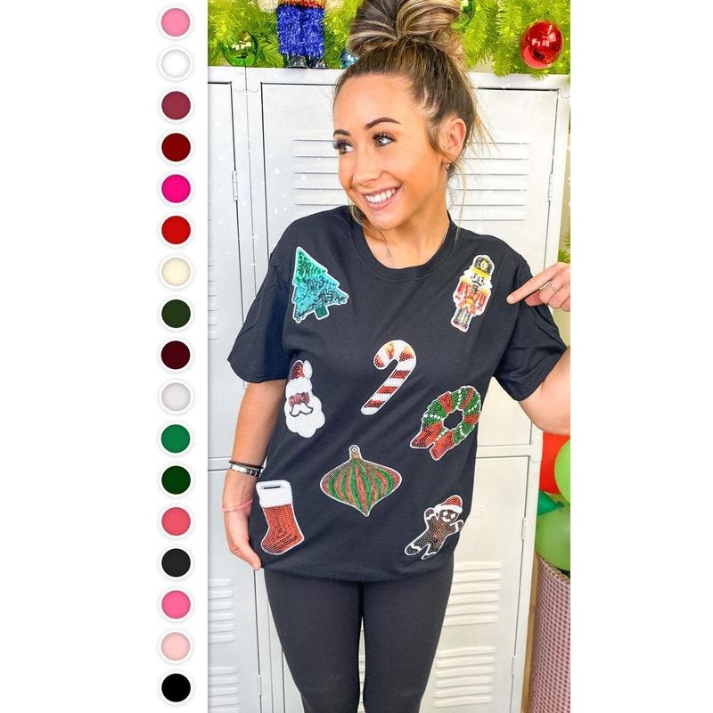 Festive Christmas Sparkle Sequin Graphic T-Shirt Hoodie Sweatshirt | PrintMintTees.com