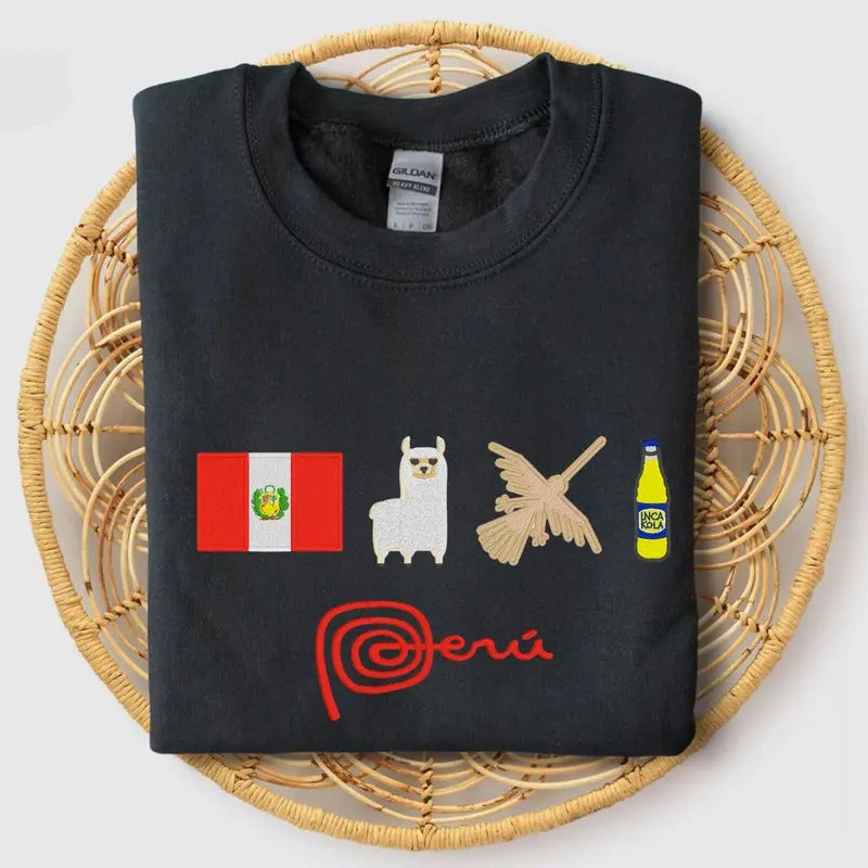 Festive Peru Embroidered Pullover Sweatshirt - Unisex, Peruvian Embroidered Sweatshirt T-Shirts, Hoodie | PrintMintTees.com