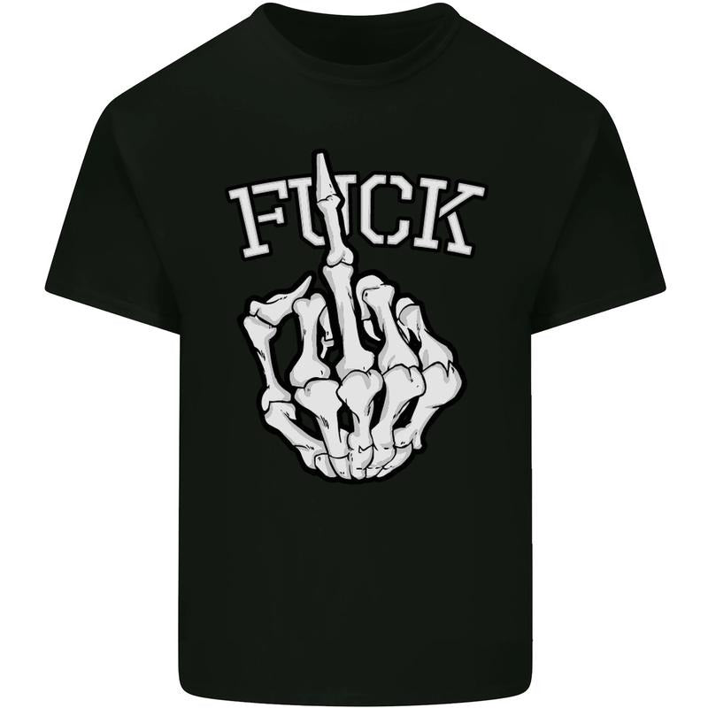 Finger Flip F#ck Skull Offensive Biker Mens Cotton T-Shirt Tee Top Made in USA Hoodie Sweatshirt | PrintMintTees.com