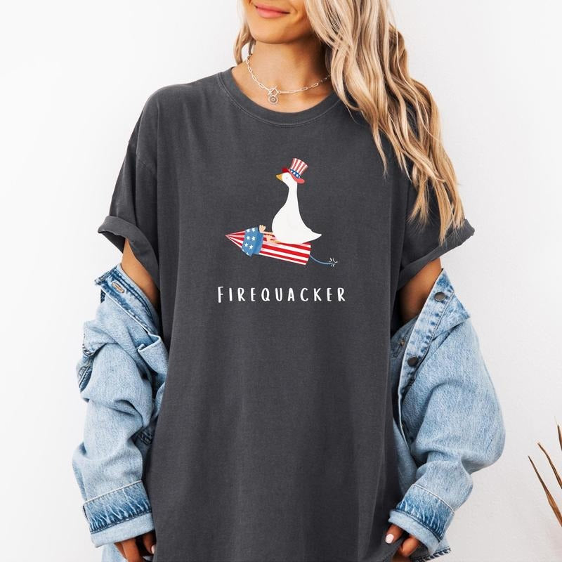 Firequacker Shirt Goose Shirt 4th Of July Shirt Patriotic Shirt Independence Day Shirt USA American Flag Shirt Fourth of...