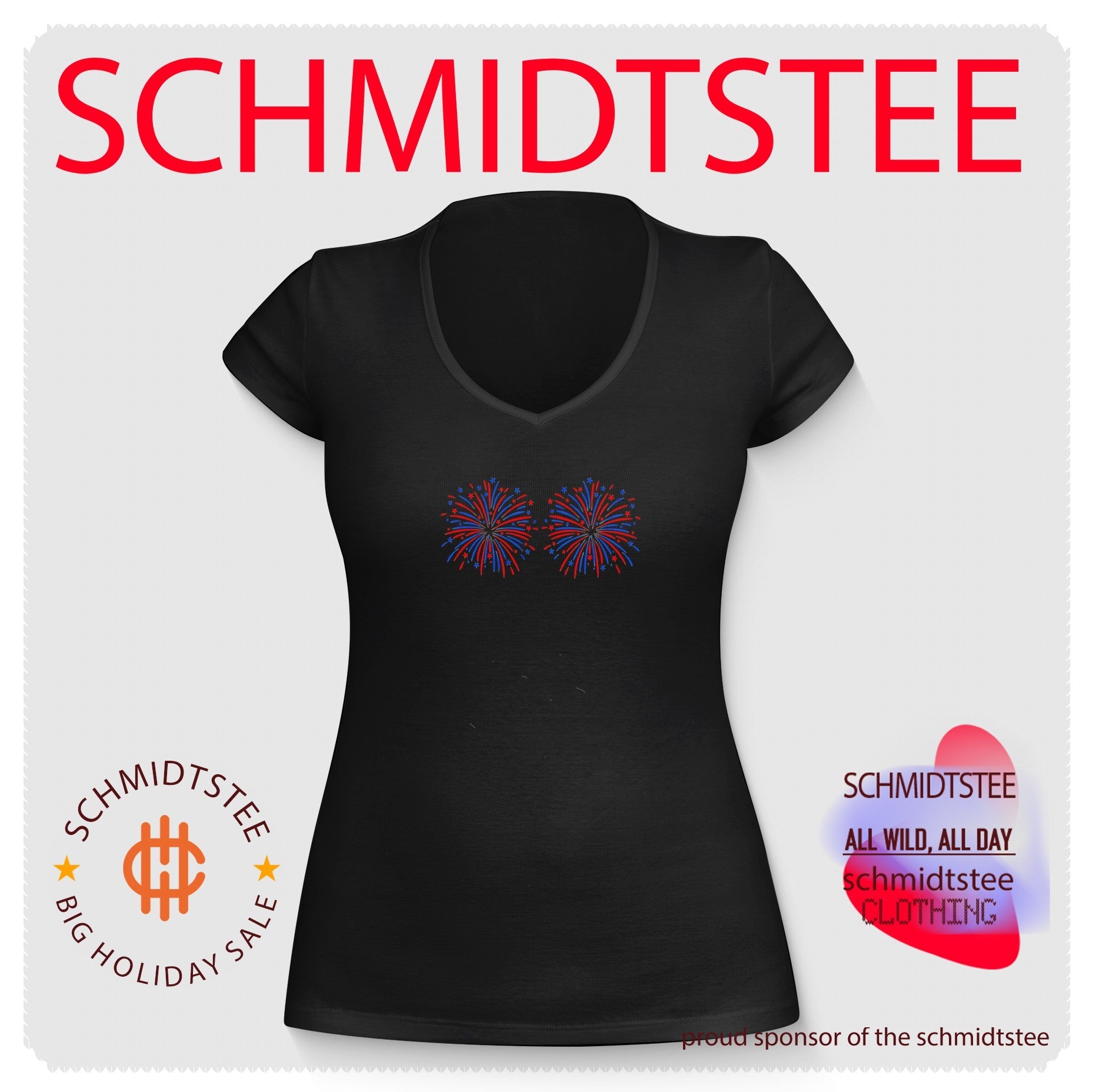 Fireworks over boobs shirt