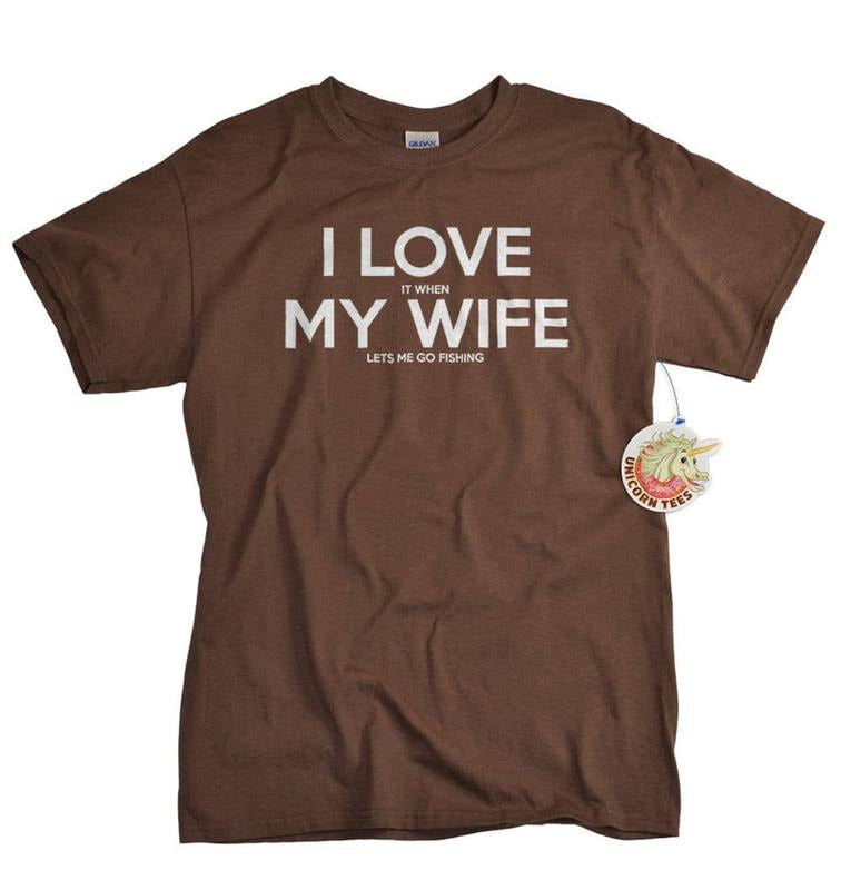 Fishing Shirt | I LOVE it when My Wife Hoodie Sweatshirt | PrintMintTees.com