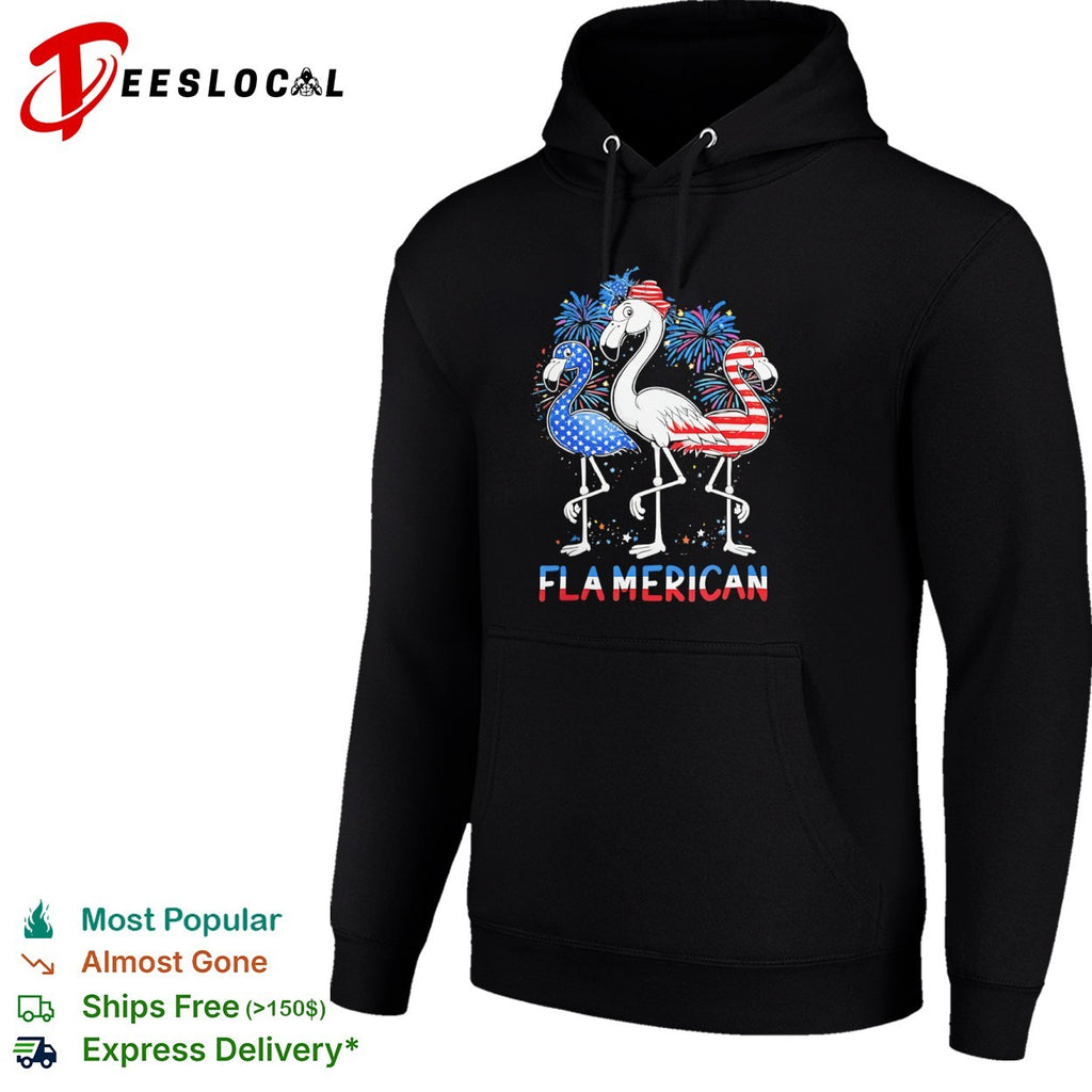Fla merican flamingo fireworks patriotic fourth of july shirt