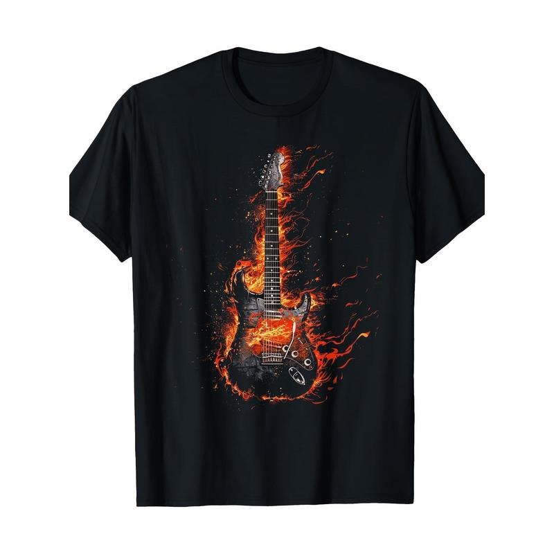 Flame T-shirt Electric guitar T-shirt for men made in usa Hoodie Sweatshirt | PrintMintTees.com