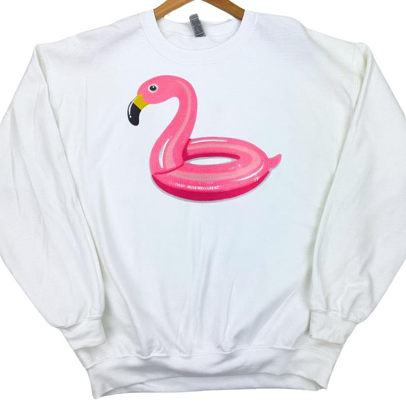 Flamingo Floaty Patch Sweatshirt T-Shirts, Hoodie | PrintMintTees.com