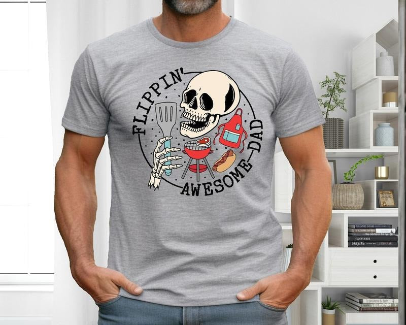 Flippin Awesome Dad Shirt, Skeleton Daddy Shirt, Fathers Day Shirt, Best Dad Ever Shirt Hoodie Sweatshirt | PrintMintTees.com