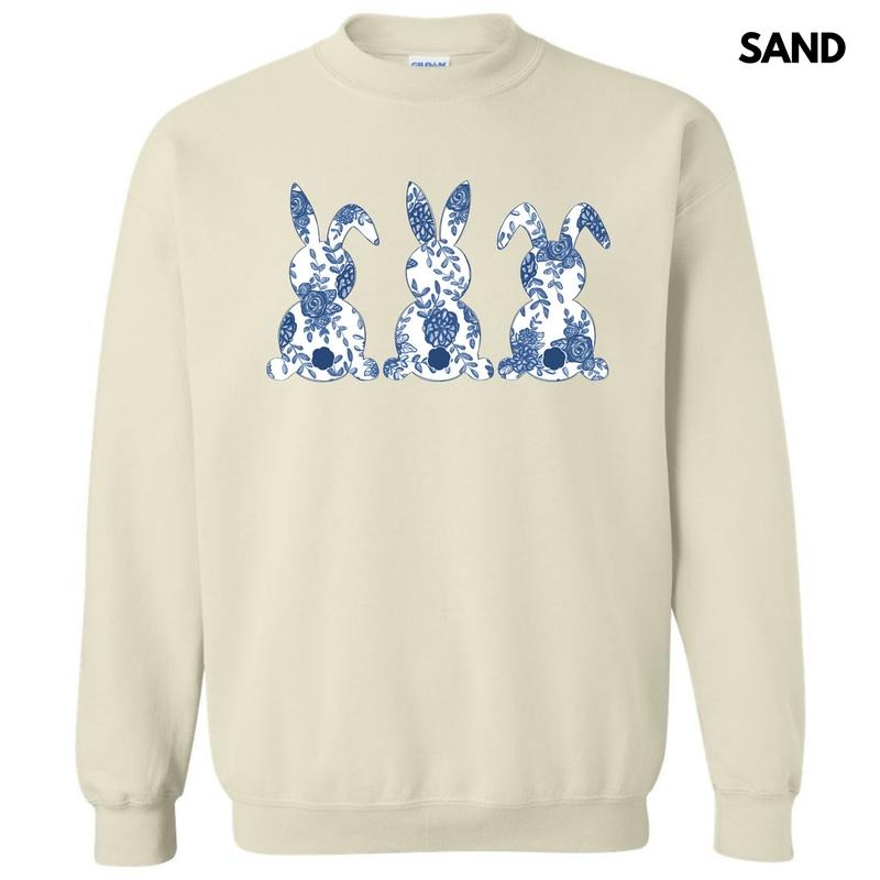 Floral Blue Bunny Trio Sweatshirt 'NLB' T-Shirts, Hoodie | PrintMintTees.com