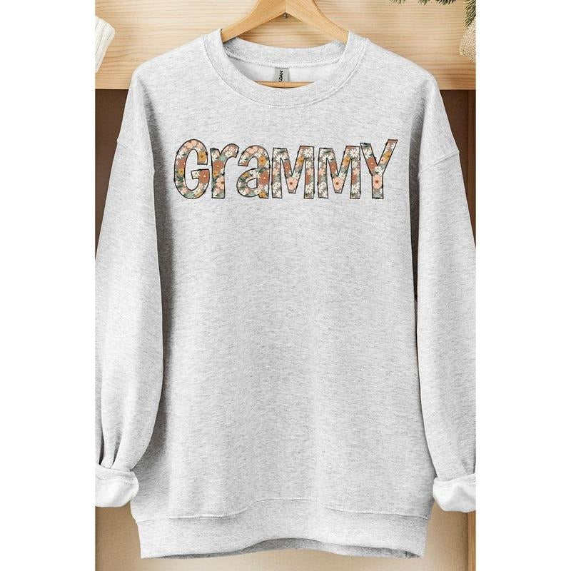 Floral Boho Grammy Heavy-weight Crew Sweatshirt Shirt Hoodie | PrintMintTees.com