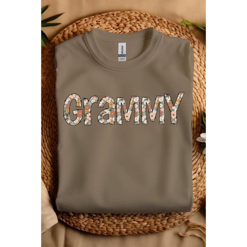 Floral Boho Grammy Short Sleeve Relaxed Fit T-Shirt Hoodie Sweatshirt | PrintMintTees.com