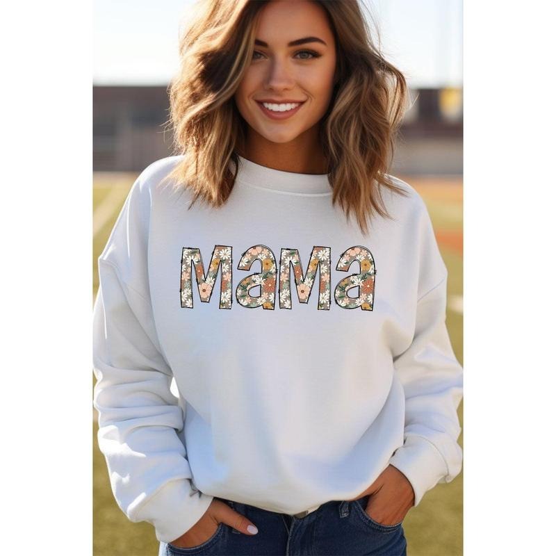 Floral Boho Mama Heavy-weight Crew Sweatshirt Shirt Hoodie | PrintMintTees.com