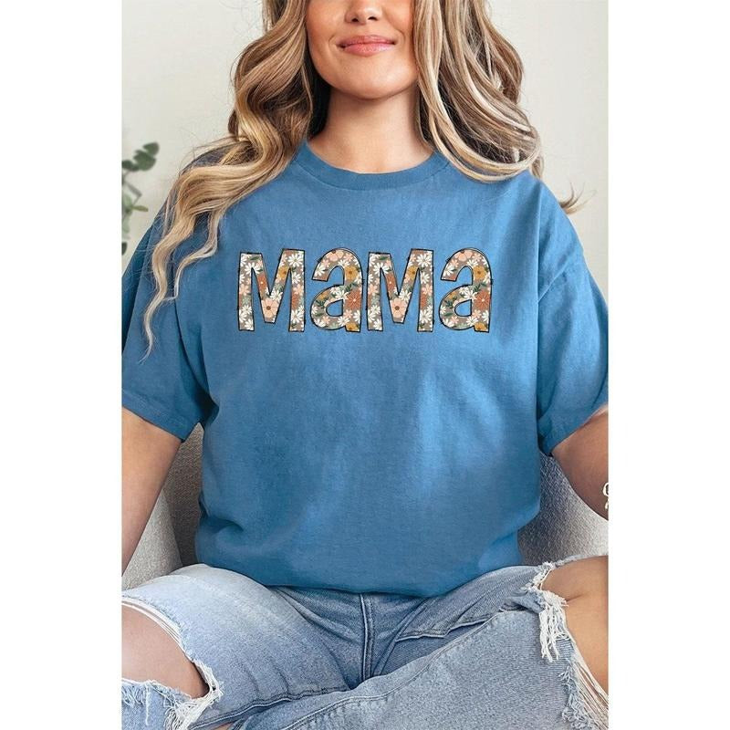 Floral Boho Mama Short Sleeve Relaxed Fit T-Shirt Hoodie Sweatshirt | PrintMintTees.com