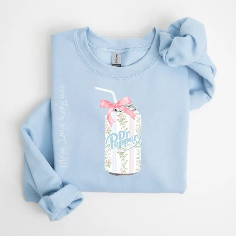 Floral Bow DrP Soda Sweatshirt , Preppy Soda sweatshirt , Floral sweatshirt Shirt Hoodie | PrintMintTees.com