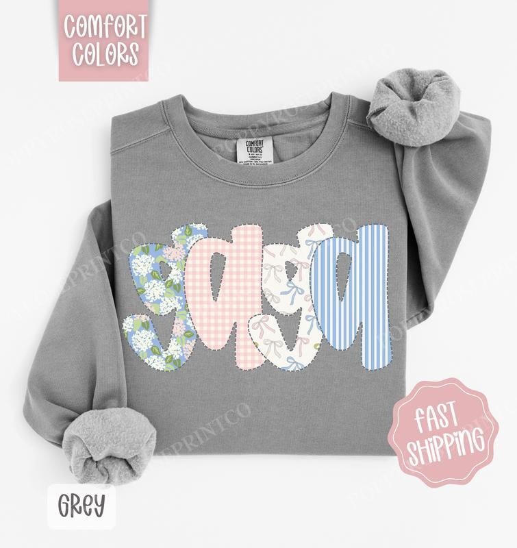 Floral Ga Ga Comfort Colors Sweatshirt, Cute Spring Grandma Sweater, Trendy Coquette Crewneck T-Shirts, Hoodie