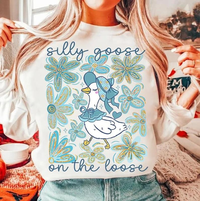Floral Goose Shirt, Mama Goose Shirt, Spring Floral Shirt, Silly Goose On The Loose Girly, Goose Lover, Gift For Her...