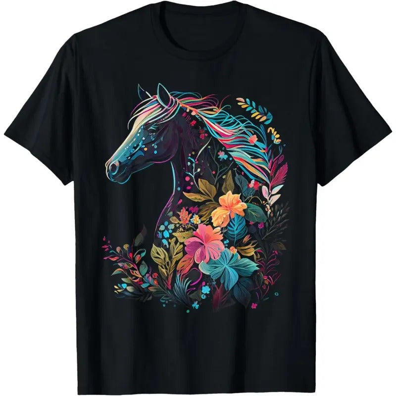 Floral Horse Spring Nature Horse Lovers Graphic T-Shirt made in usa Hoodie Sweatshirt | PrintMintTees.com
