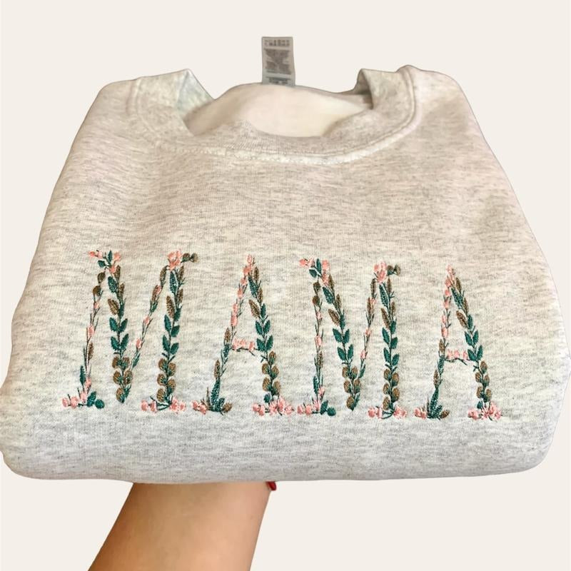 Floral MAMA Embroidered Sweatshirt - Cozy Floral Mom Gift - Mother's Day Jumper - Gift for Her