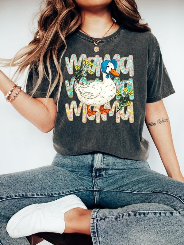 Floral Mama Goose Shirt, Mama Goose T Shirt, Girly Goose Shirt, Mother's Day Shirt, Floral Mama Tee, Duck Mama Shirt,...