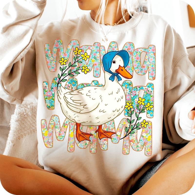 Floral Mama Goose Sweatshirt, Mama Goose Shirt, Coquette Mama Crewneck, Girly, Silly Goose Shirt, Duck, Goose Lover...