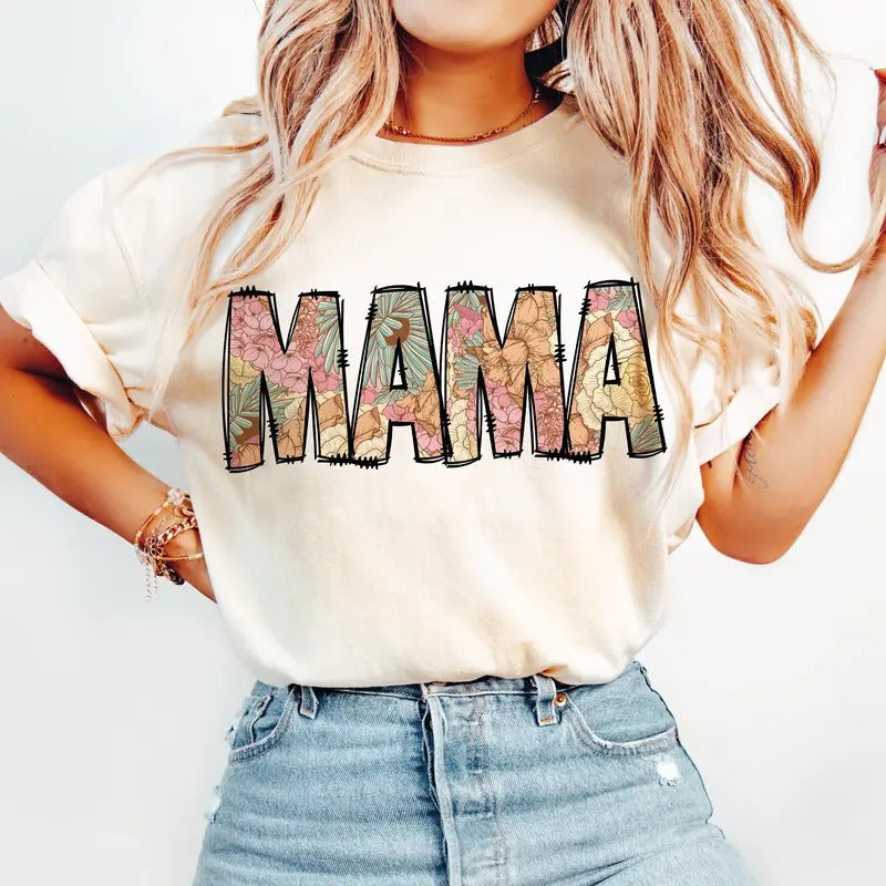 Floral Mama Shirt, Mama Shirt Gift, Spring Mama Shirt, Spring Shirt Gift, Retro Floral Mama Shirt, Mama Gift Mother's...
