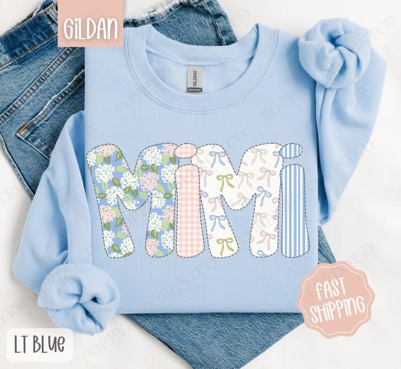 Floral Mimi Sweatshirt, Cute Spring Grandma Sweater, Coquette Mimi Crewneck Shirt Hoodie | PrintMintTees.com