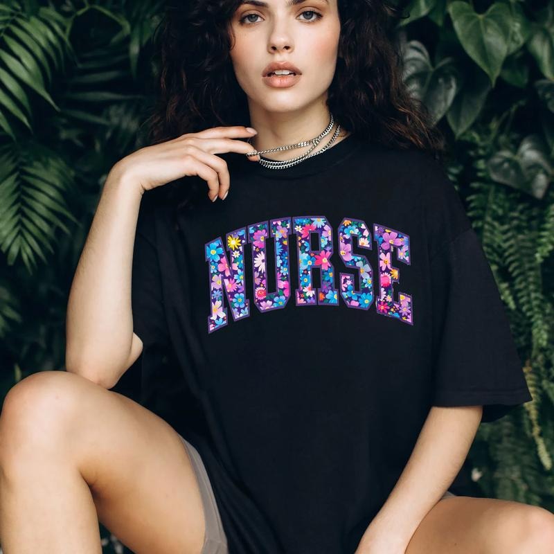 Floral Nurse Shirt, Nurse T-Shirt, RN Shirt, Nursing School Shirt, Nurse Graduation Gift, New Nurse Appreciation Hoodie...