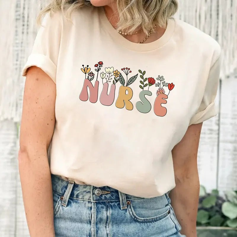 Floral Nurse T-shirt
