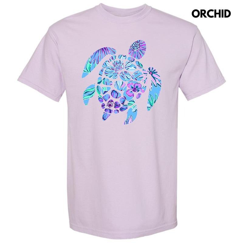 Floral Sea Turtle Comfort Colors 'NLB' Shirt Hoodie Sweatshirt