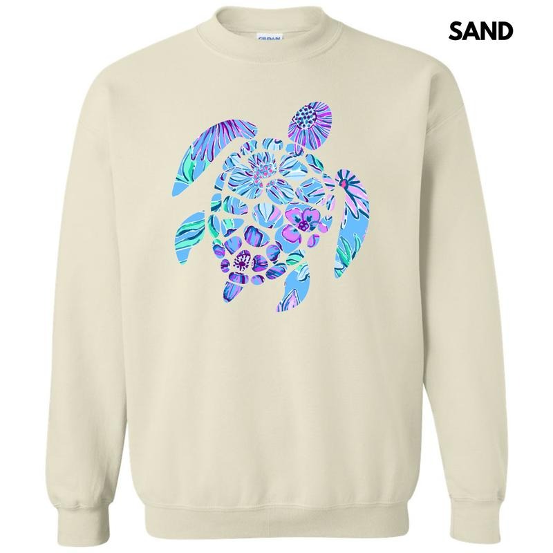 Floral Sea Turtle Sweatshirt 'NLB' T-Shirts, Hoodie | PrintMintTees.com