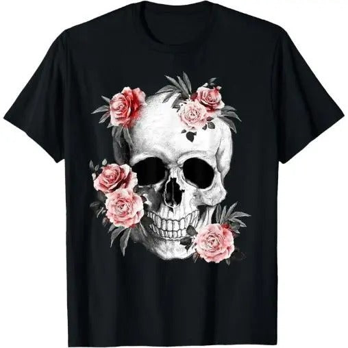 Floral Sugar Skull Rose Flowers Mycologist Gothic Goth T-Shirt  Made in USA Hoodie Sweatshirt | PrintMintTees.com