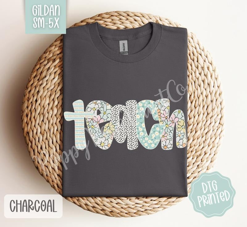 Floral Teach Gildan Shirt Cute Teacher Polka Dot Her T-Shirts, Hoodie, Sweatshirt