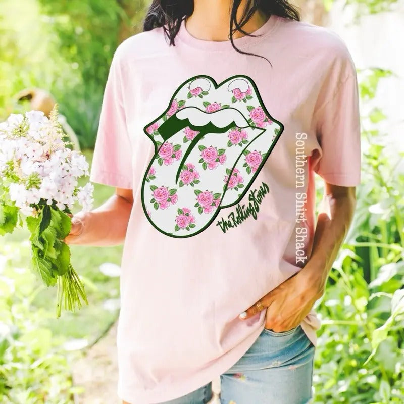 Floral Tongue Band Tee | Blossom comfort colors t shirt Hoodie Sweatshirt | PrintMintTees.com