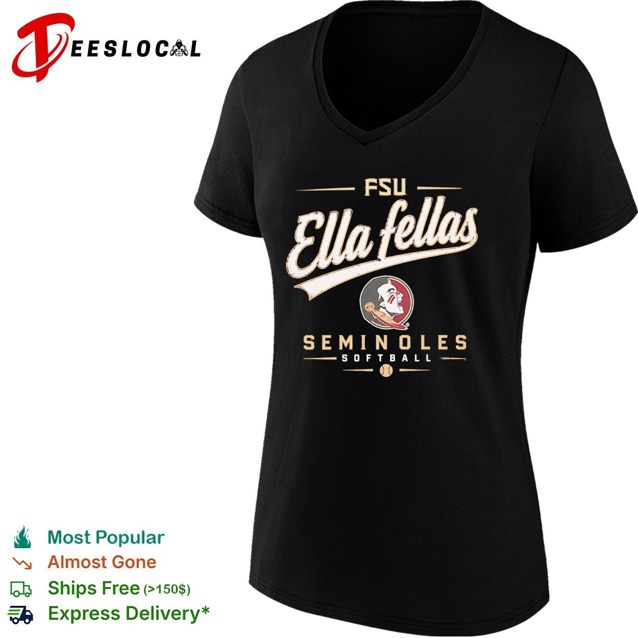 Florida State Seminoles team logo Ella fellas softball shirt