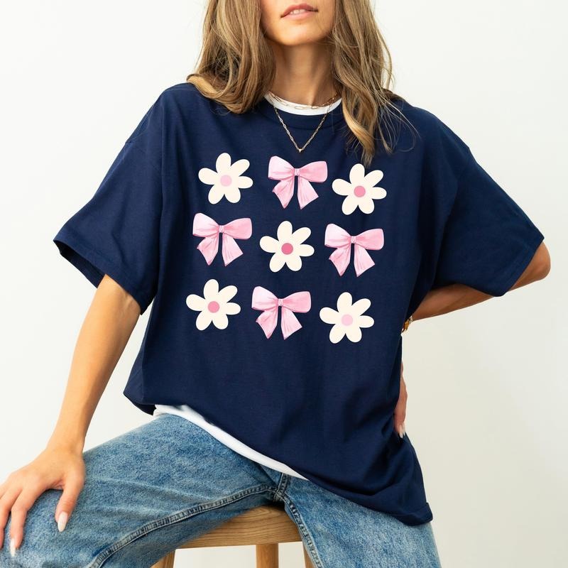 Flowers Bows Ribbons Soft Girl Coquette Cute Comfort Color T-Shirts, Hoodie, Sweatshirt