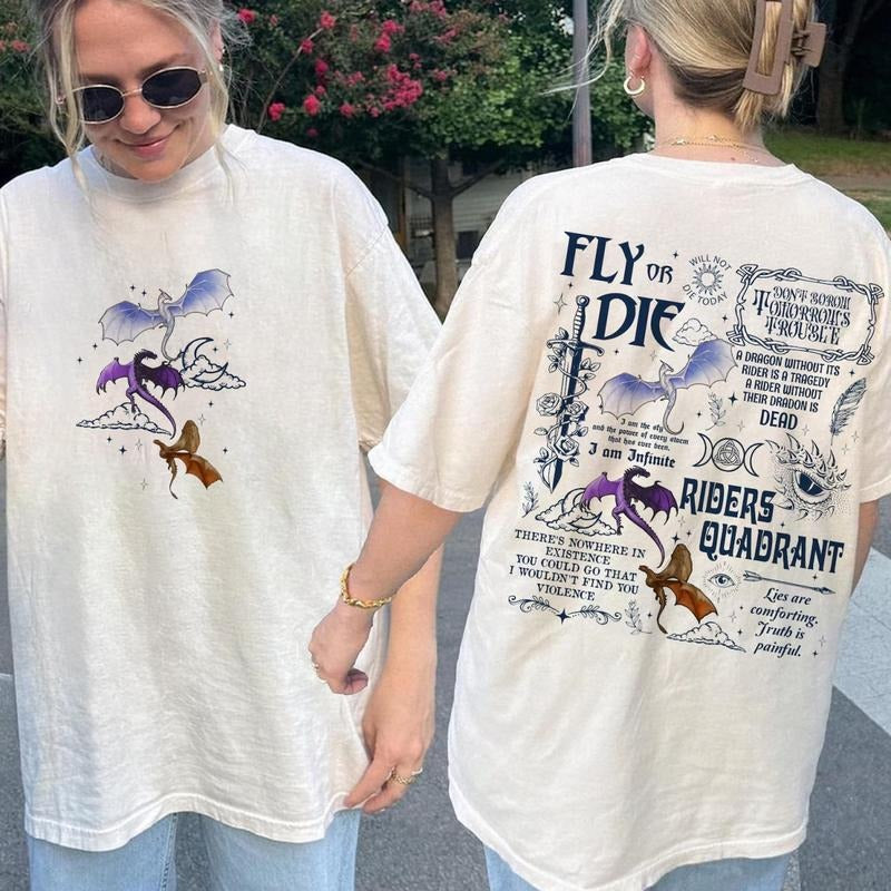 Fly Or Die Riders Quadrant Sweatshirt, Fourth Wing Series Tee Shirt, Basgiath War College Shirt, Violet Sorrengail Tee,...