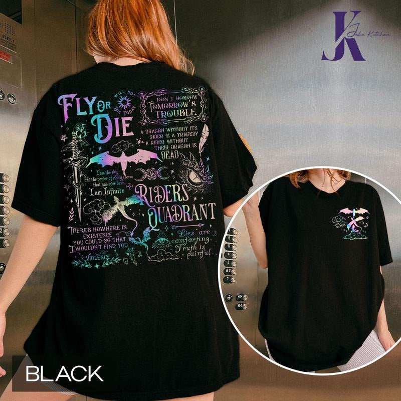Fly or Die Shirt, Dragon Shirt For Women, Romantsy Book Lovers Gifts, Dragon Rider Shirt, Fourth Wing Shirt, War College...