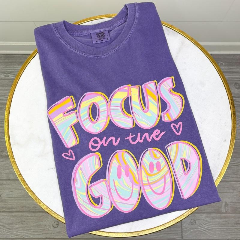 Focus On The Good Swirls Comfort Colors T-Shirt 'NLB' Hoodie Sweatshirt | PrintMintTees.com