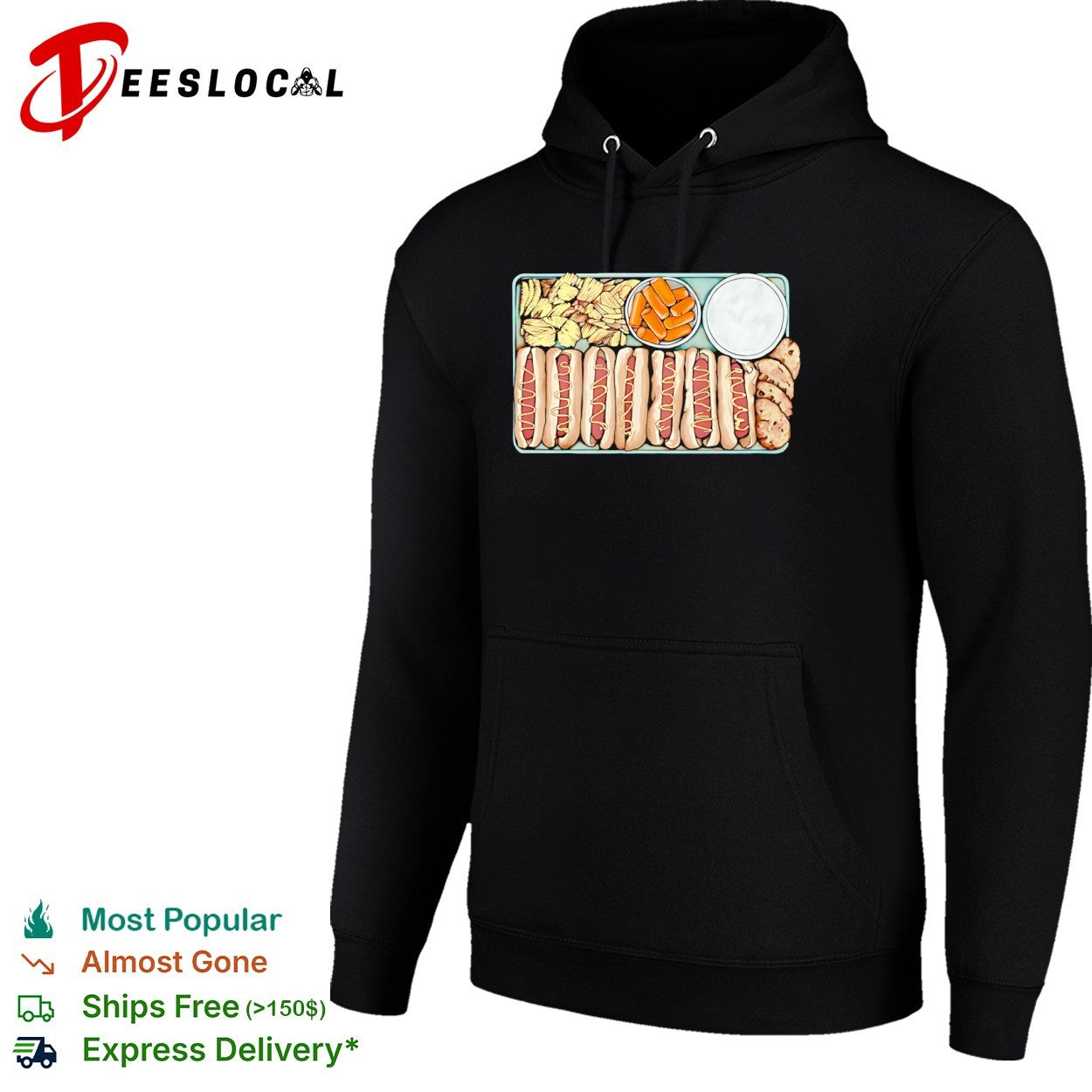 Food lover hot dogs tray shirt