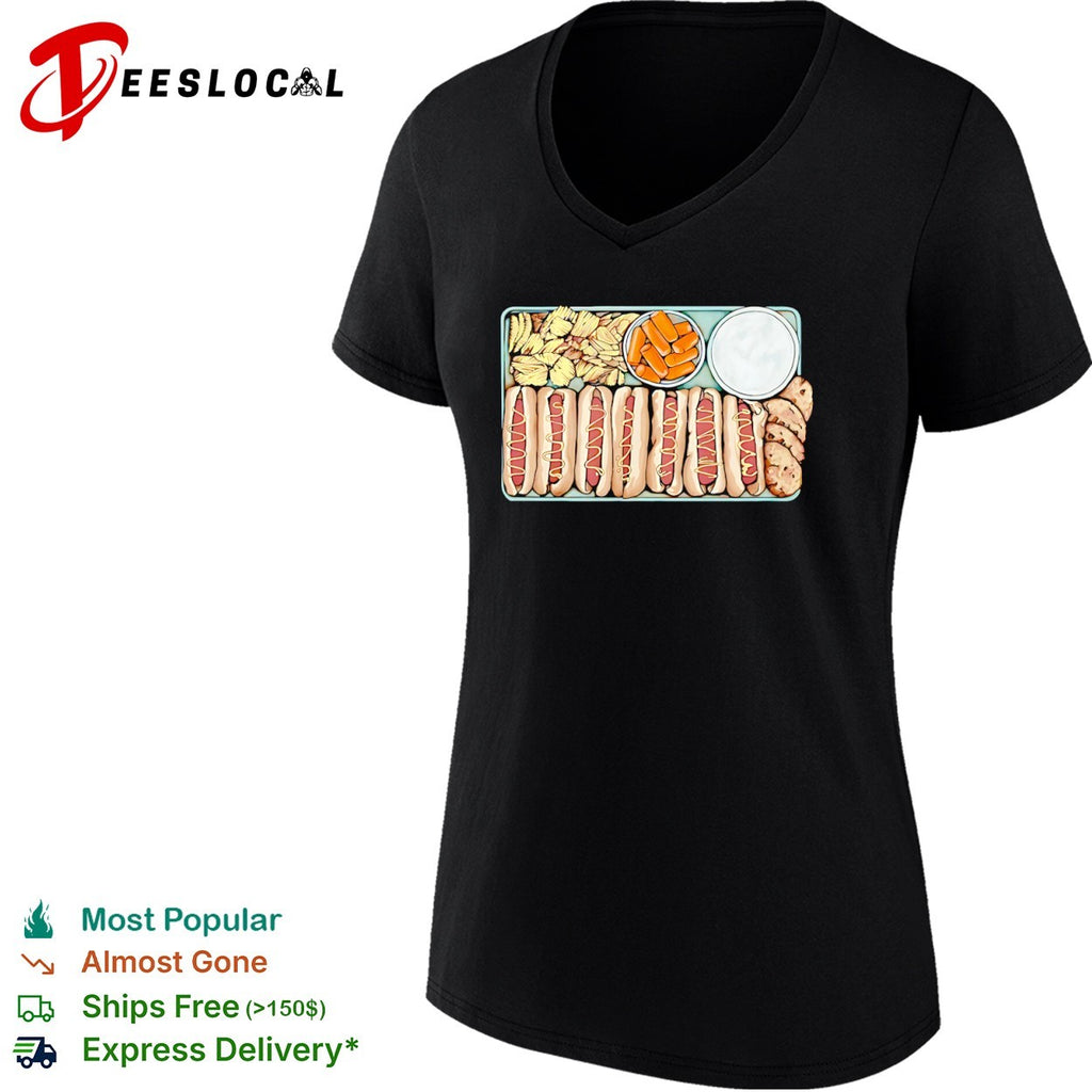Food lover hot dogs tray shirt