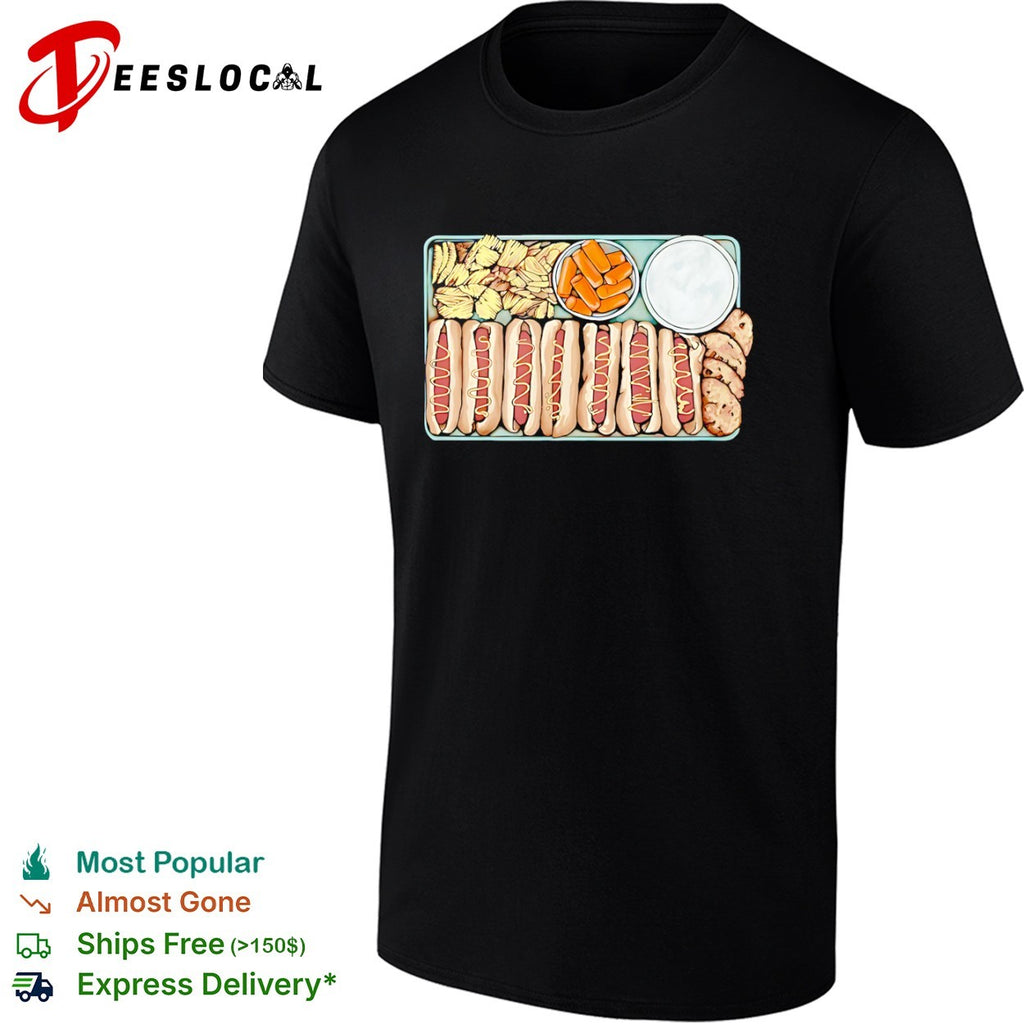 Food lover hot dogs tray shirt