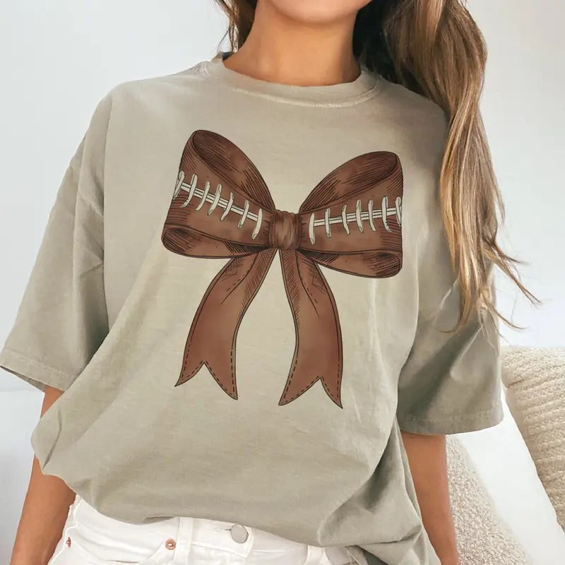 Football Bow Coquette Football Girly Football Bow Top Football Football Girly Game Day Football Top T-Shirts, Hoodie, Sweatshirt