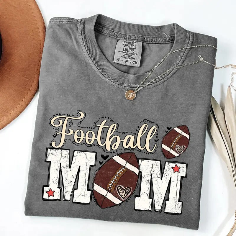 Football Mom, Sports, Game Day, Big Game, Touchdown, Tailgate Party Tshirt, Women's Comfort Colors Tshirt, Graphic Tee...