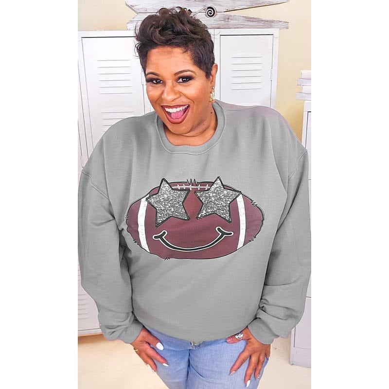 Football Star Smiley Graphic Sweatshirt Shirt Hoodie | PrintMintTees.com