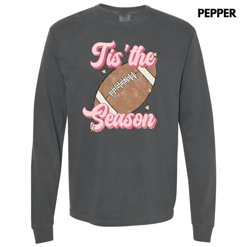 Football Tis The Season Long Sleeve Comfort Colors T-Shirt 'NLB' Hoodie, Sweatshirt | PrintMintTees.com