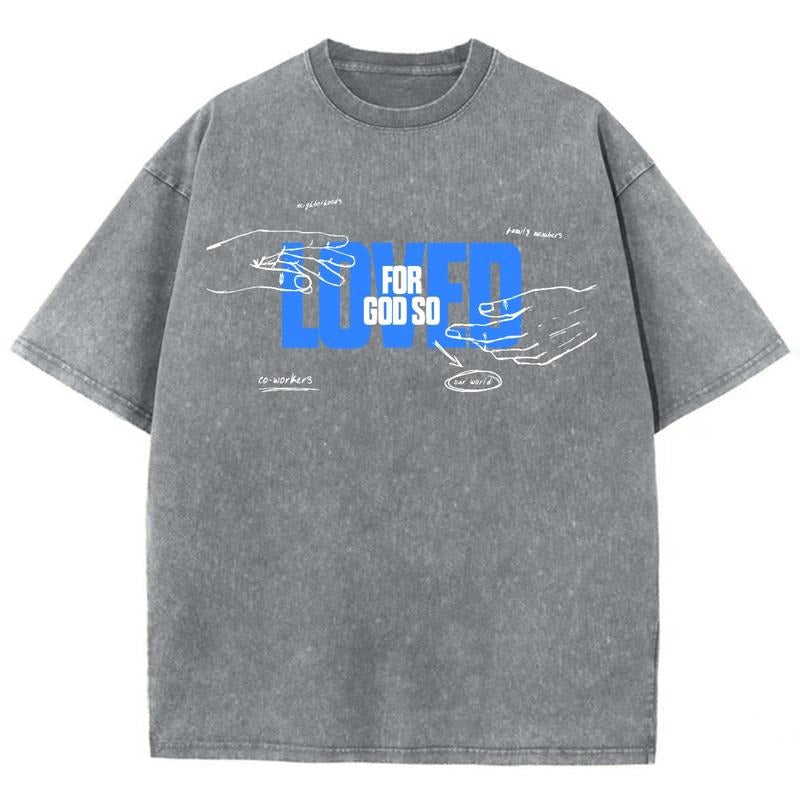 For God So Loved Unisex Washed T-Shirt, Christian Jesus  t shirts, Vintage 90s Graphic Tee Gift Cotton Top Womenswear...