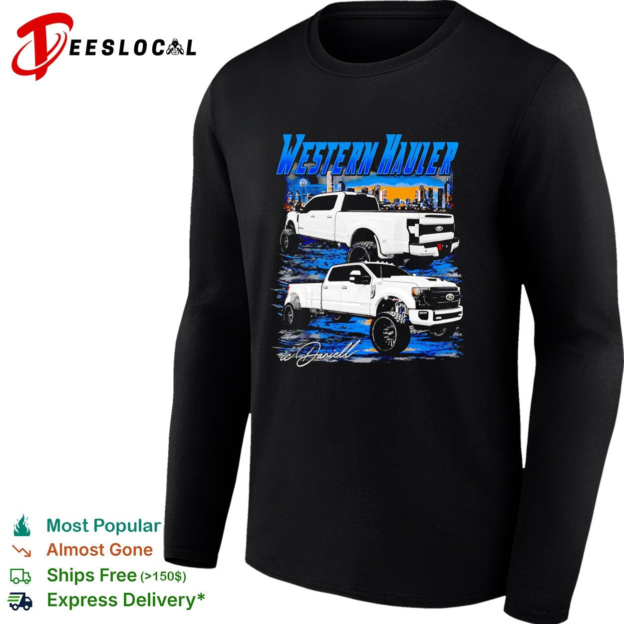 Ford western hauler truck city skyline shirt