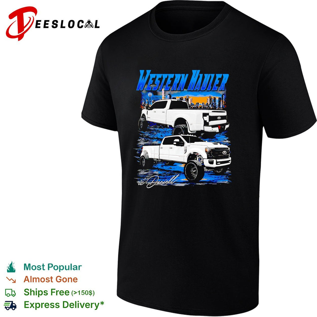 Ford western hauler truck city skyline shirt