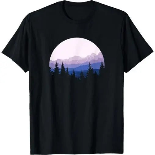 Forest Scene Mountain Silhouette T-Shirt Made in USA Hoodie Sweatshirt | PrintMintTees.com