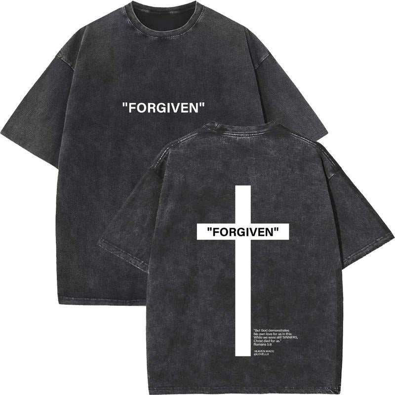Forgiven Unisex Washed T-Shirt, Christian Tshirts, Vintage 90s Graphic Tee, Gift Top Womenswear Cotton Miniral Color...