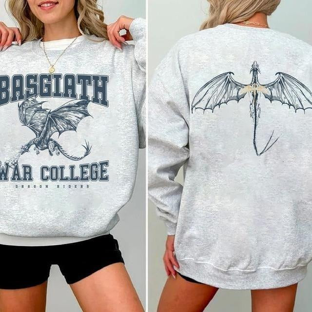 Fourth Wing 4 Legs Dragon Basgiath War College 2 Sided Fan Dragon Rider Shirt Tops T-Shirts, Hoodie, Sweatshirt